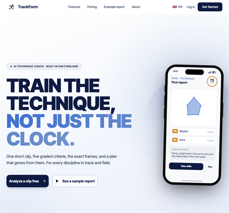 The TrackForm website, train the technique, not just the clock